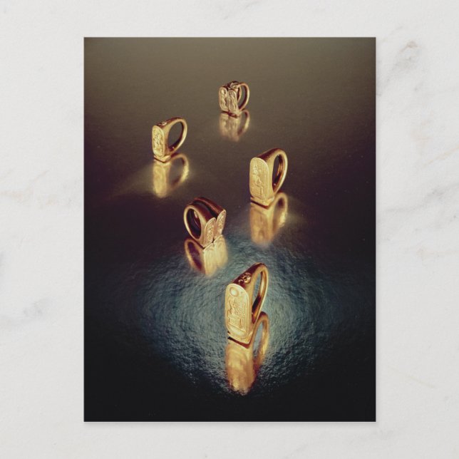 Five rings, from the Tomb of Tutankhamun Postcard (Front)