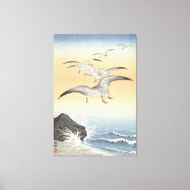 Five Seagulls Stretched Canvas Print (Front)