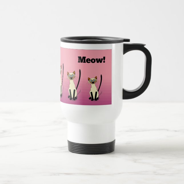 Five Siamese Cats Pink Travel Mug Stainless Steel (Right)