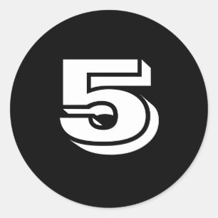Five Small Round Black Number Stickers by Janz