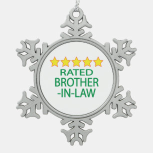 Five Star Brother-In-Law Snowflake Pewter Christmas Ornament