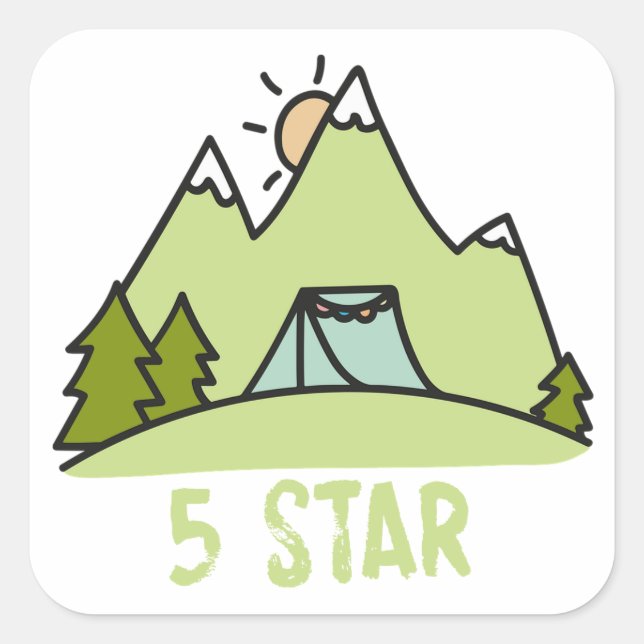 Five Star Camping Square Sticker (Front)