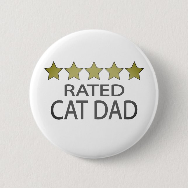 Five Star Cat Dad 6 Cm Round Badge (Front)
