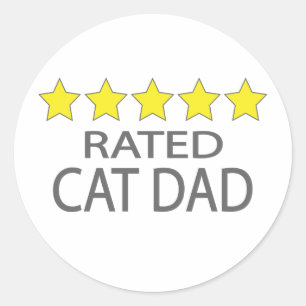 Five Star Cat Dad Classic Round Sticker