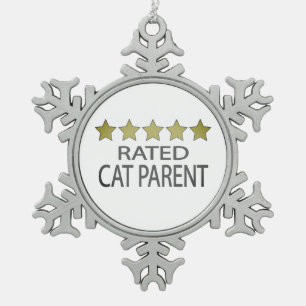 Five Star Cat Parent Snowflake Pewter Christmas Or Ornament