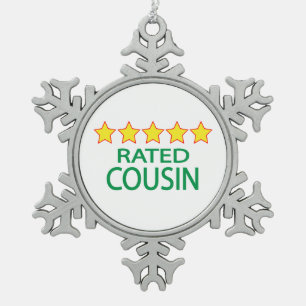 Five Star Cousin Snowflake Pewter Christmas Ornament