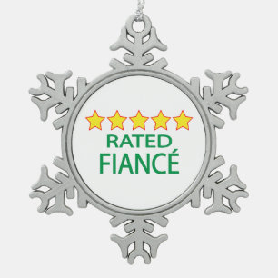 Five Star Fiancé Snowflake Pewter Christmas Ornament