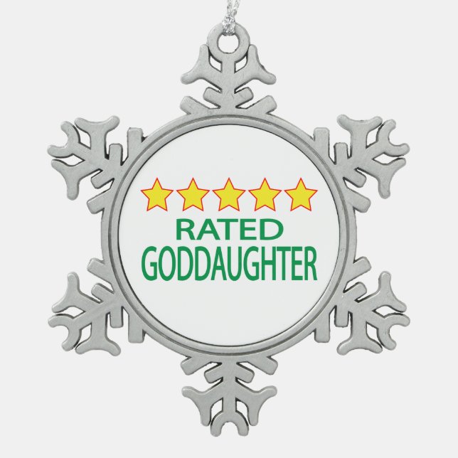 Five Star Goddaughter Snowflake Pewter Christmas Ornament (Front)