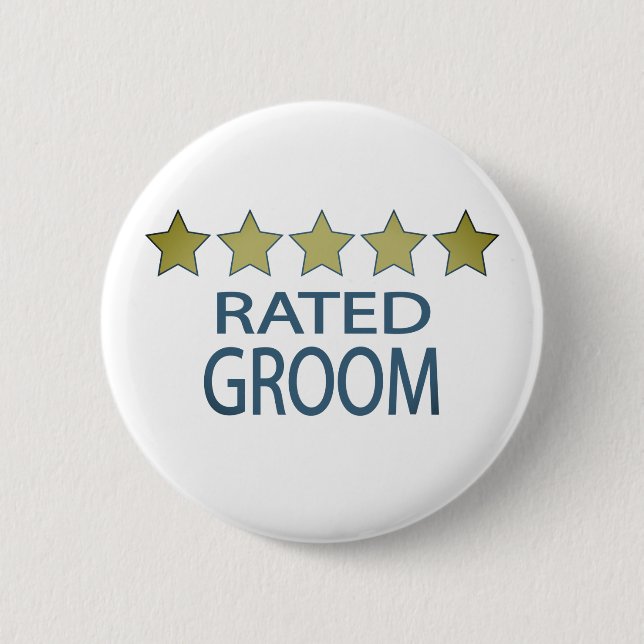 Five Star Groom 6 Cm Round Badge (Front)