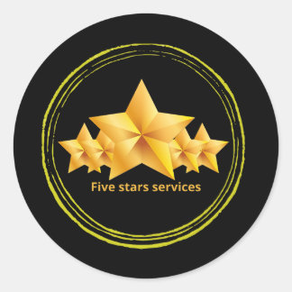 Five star service ,small business best classic round sticker