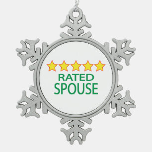 Five Star Spouse Snowflake Pewter Christmas Ornament