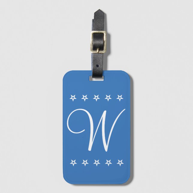 Five Star Style Monogrammed Travel Luggage Tag (Front Vertical)