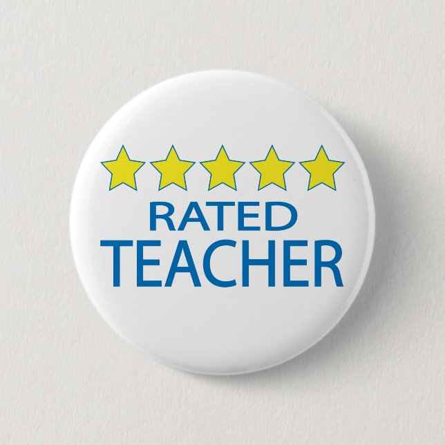 Five Star Teacher 6 Cm Round Badge (Front)