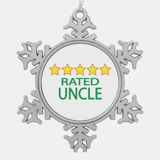 Five Star Uncle Snowflake Pewter Christmas Ornament (Front)