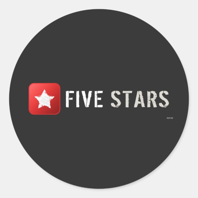 Five Stars Classic Round Sticker (Front)