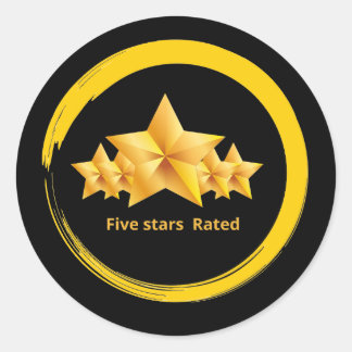 five stars rated classic round sticker