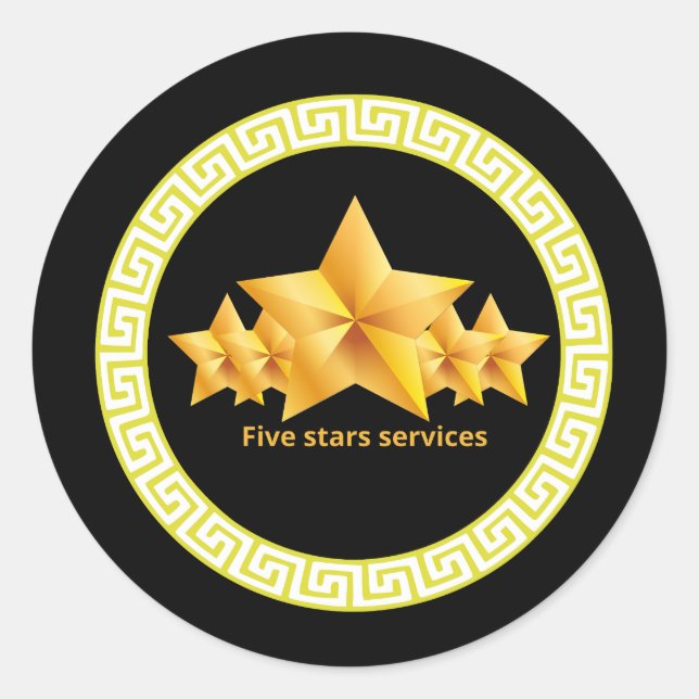 Five stars services cool classic round sticker (Front)
