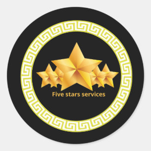 Five stars services cool classic round sticker
