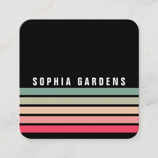 Five Stripes - Colours 01 - Black Square Business Card (Front)