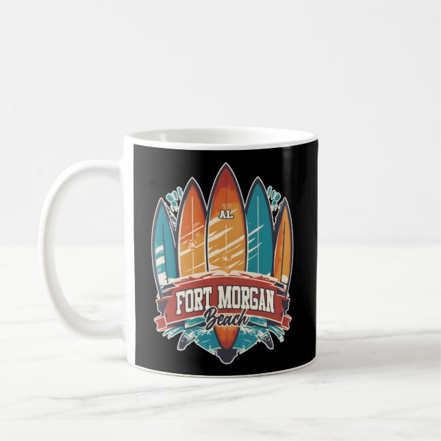 Five Surfboards Fort Morgan Beach Al Coffee Mug (Left)