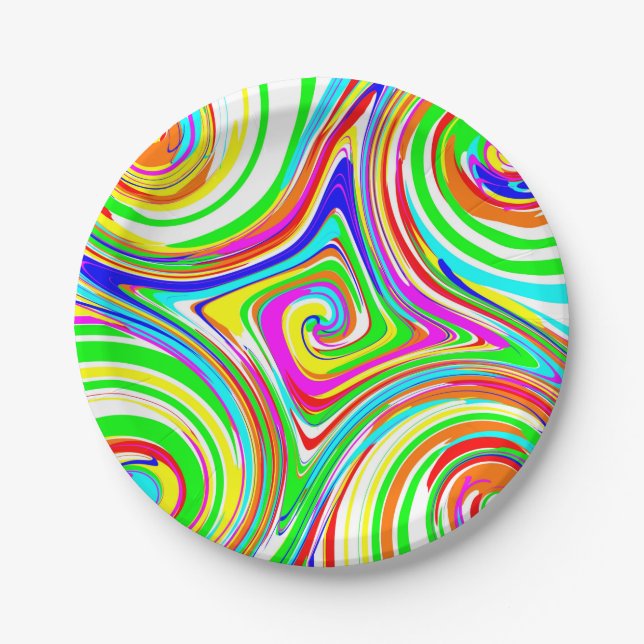 Five Swirls of Colour Paper Plate (Front)