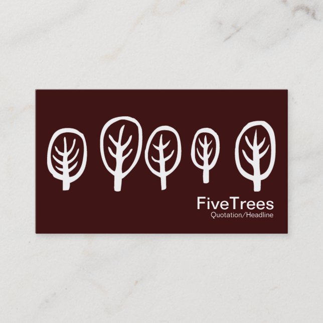Five Trees - White on Dark Brown Business Card (Front)