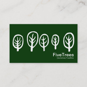 Five Trees - White on Dark Green Business Card