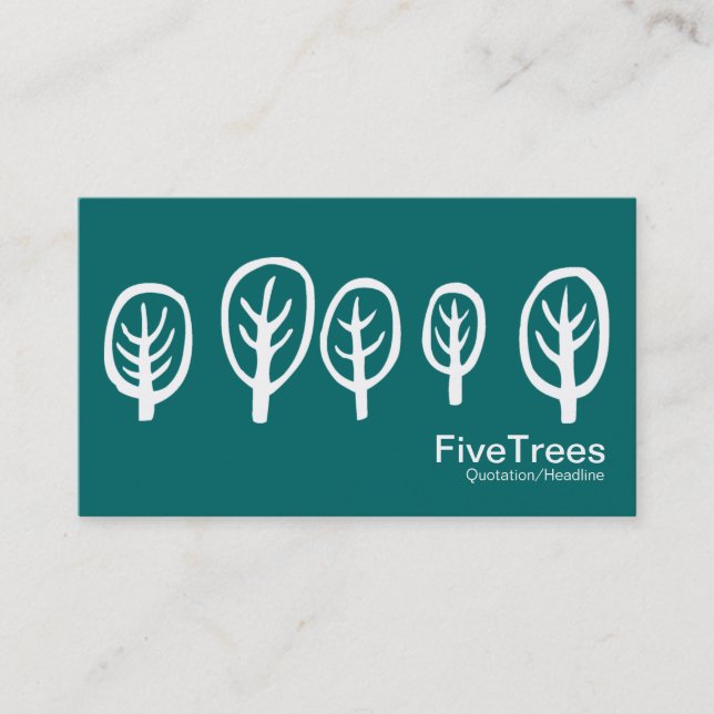 Five Trees - White on Teal Green Business Card (Front)