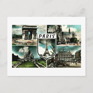 Five Views of Paris, France Vintage Postcard