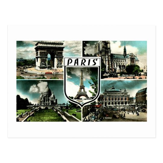 Five Views of Paris, France Vintage Postcard