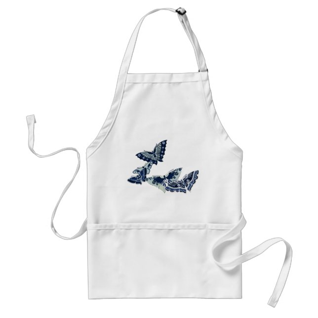 Five Vintage Blue Butterflies Standard Apron (Front)