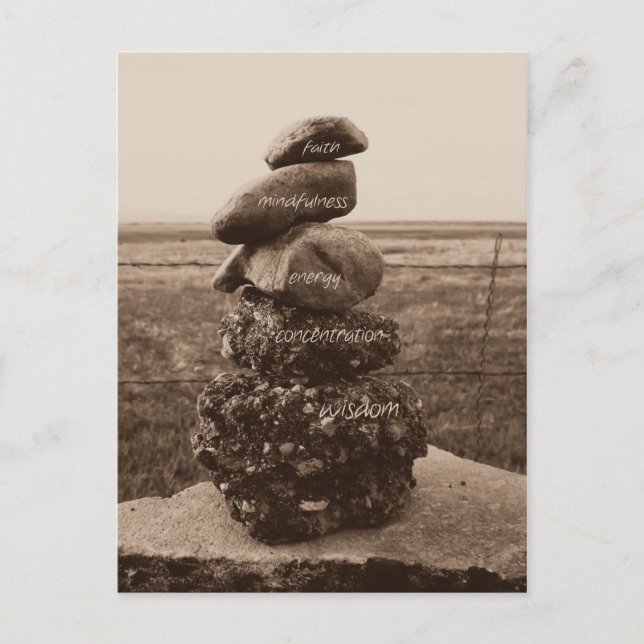 Five Virtues of Zen Postcard (Front)