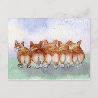 Five walk away together... postcard