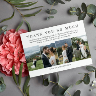 Five Wedding Photos Sketched Font Thank You Card