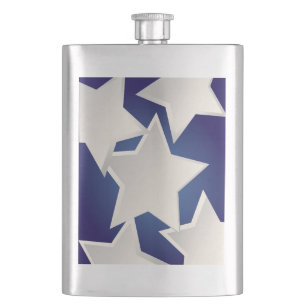 Five white stars hip flask