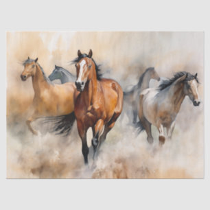 “Five Wild Mustangs” Dusty Western Watercolour Tissue Paper