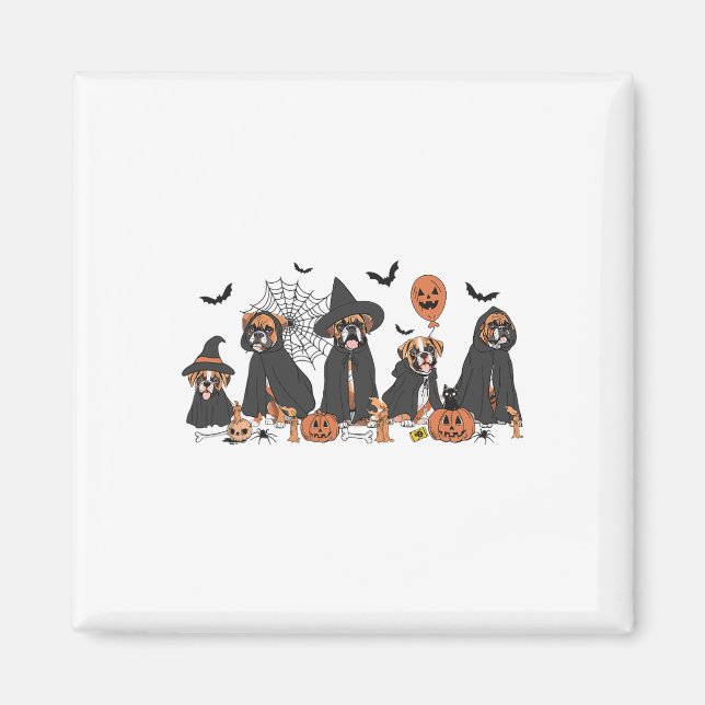Five Witch Boxer Dog Halloween Boxer Dog Spooky Se Magnet (Front)