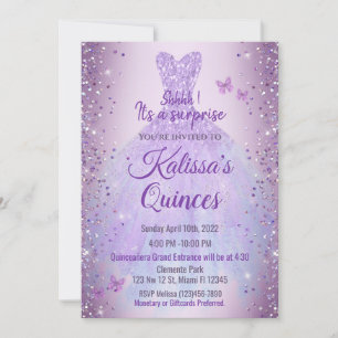Five-Year Invitation Purple Lilac Butterflies