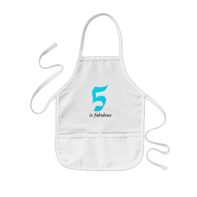 Five Year Old Birthday Boys Age 5 Teal Blue Kids Apron (Front)