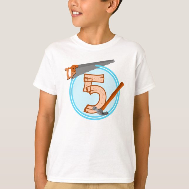 Five Year old Boy Birthday TOOLS T-Shirt (Front)