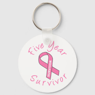 Five Year Survivor (Circle Pink Ribbon) Key Ring