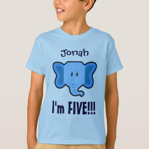 Five Years 5th Birthday Cute Elephant Face V130N T-Shirt
