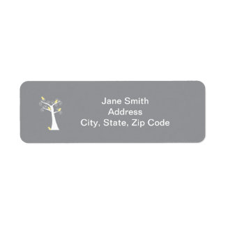 Five Yellow Birds in a Tree Label