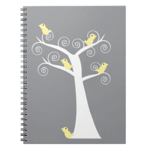 Five Yellow Birds in a Tree Notebook