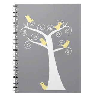 Five Yellow Birds in a Tree Notebook