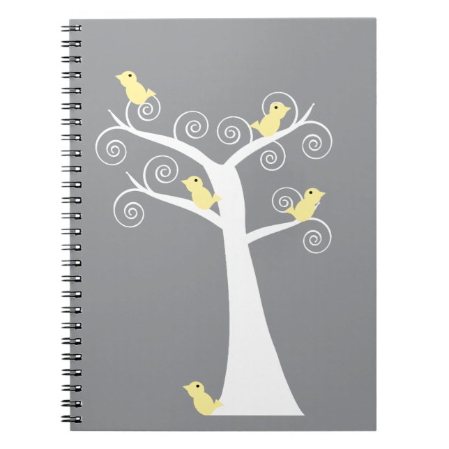 Five Yellow Birds in a Tree Notebook (Front)