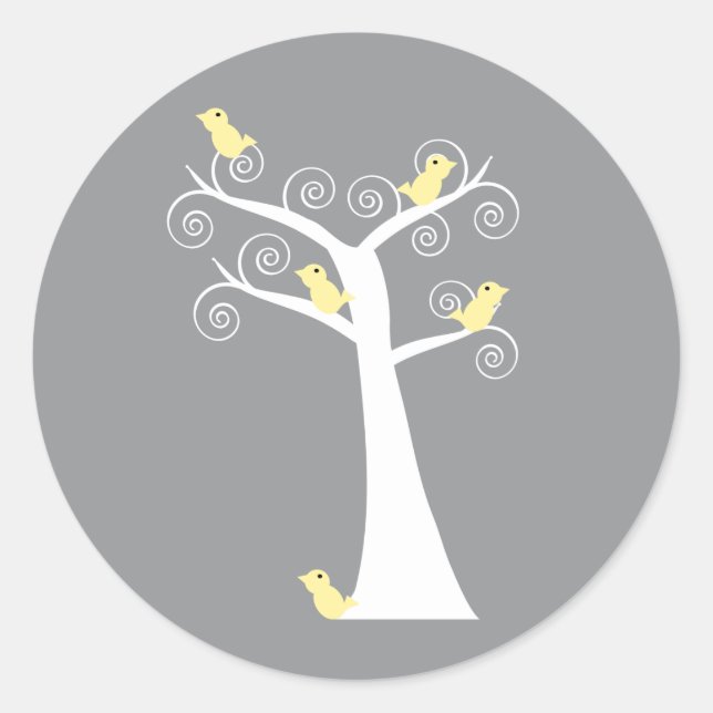 Five Yellow Birds in a Tree Sticker (Front)