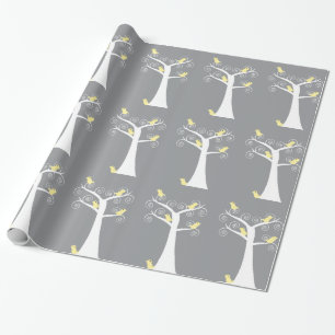 Five Yellow Birds in a Tree Wrapping Paper