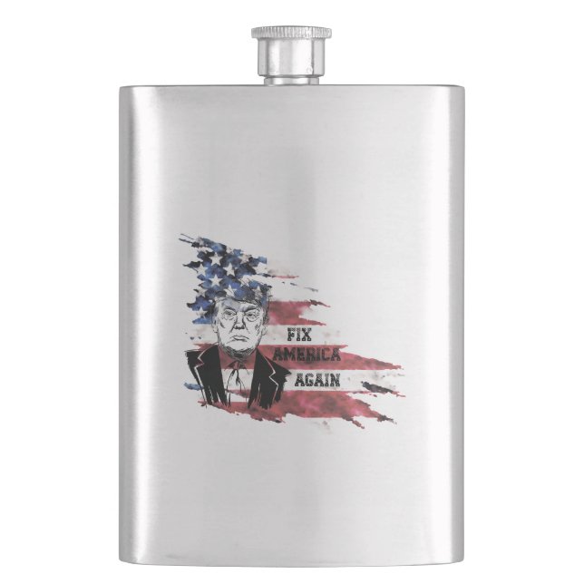 Fix America Again.Donald Trump. Hip Flask (Front)