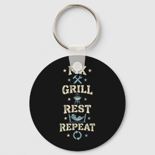 Fix Grill Rest Repeat Funny Handyman Bbq Men Key Ring